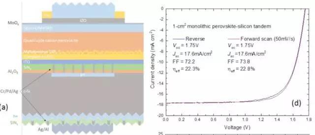 钙钛矿/同质结晶硅串联叠层电池效率超22%