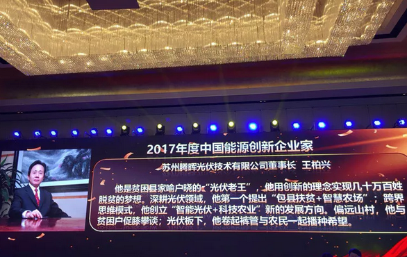中利集团董事长王柏兴当选“2017年度中国能源创新企业家”