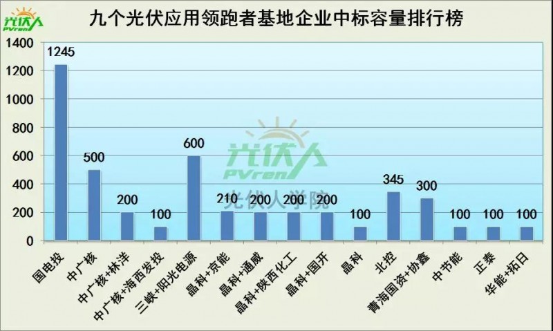 4.5GW光伏领跑基地中标企业排行榜